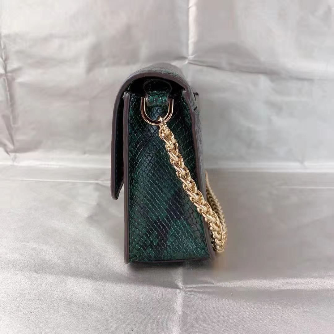 MICHAEL KORS 35F1G6SL3G Sonia Medium Snake Embossed Faux Leather Shoulder Bag In Racing Green MICHAEL KORS 35F1G6SL3G Sonia Medium Snake Embossed Faux Leather Shoulder Bag In Racing Green